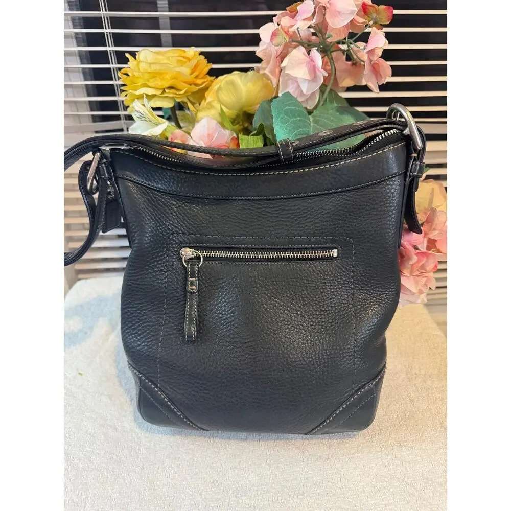 Y2K COACH F12319 PEBBLED LEATHER SHOULDER CROSSBODY BAG BLACKPURSE(150